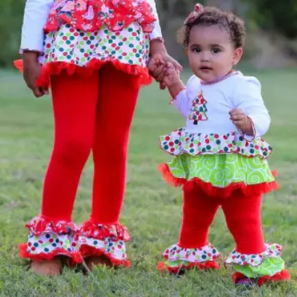 Swirl Christmas Tree Rumba Tunic & Ruffle Pants Set - Picture 3 of 10